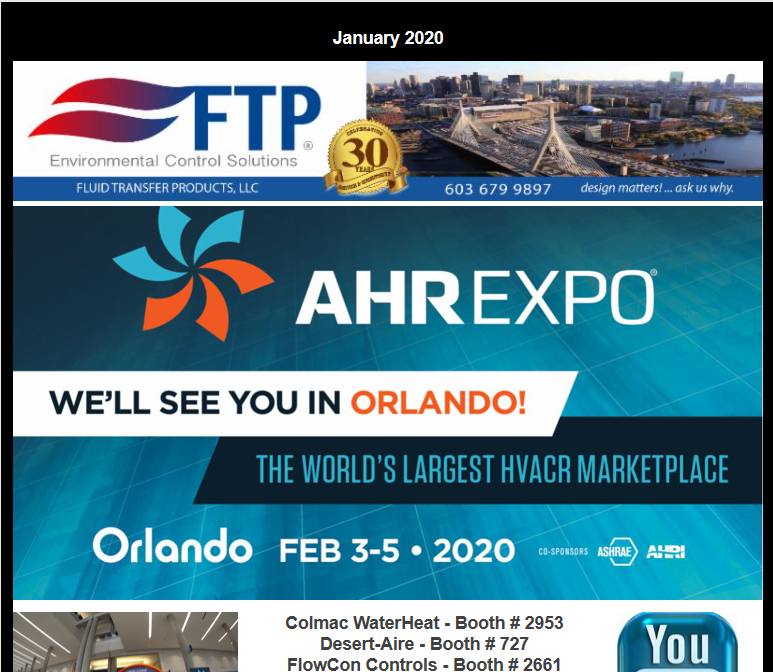 Visit Our Booths ASHRAE Expo 2020 Feb. 3-5